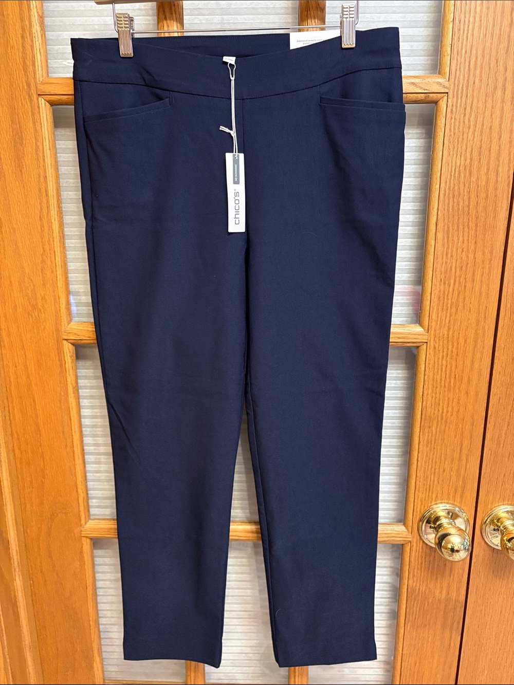 NWT Chico's 1 Brigitte Navy Slim Ankle Pull-On Pants